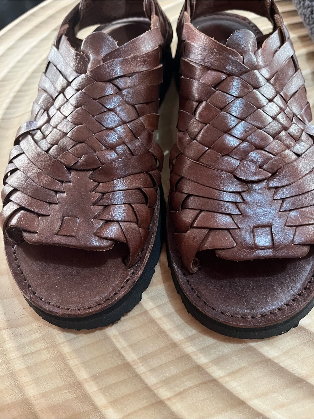 Womens huarache Brand X Brown Woven Leather Mules with Slip-On Comfort - Picture 4 of 7